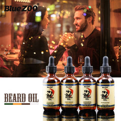 Blue ZOO Brand 60ml Organic Men Face Beard Oil 100% Natural Soften Oil Hair Growth Nourishing Cream For Beard Hair Grow